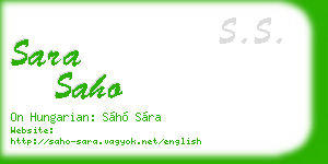 sara saho business card